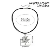 Trendy Sun Pendant Wax Cord String Necklace - ArtGalleryZen