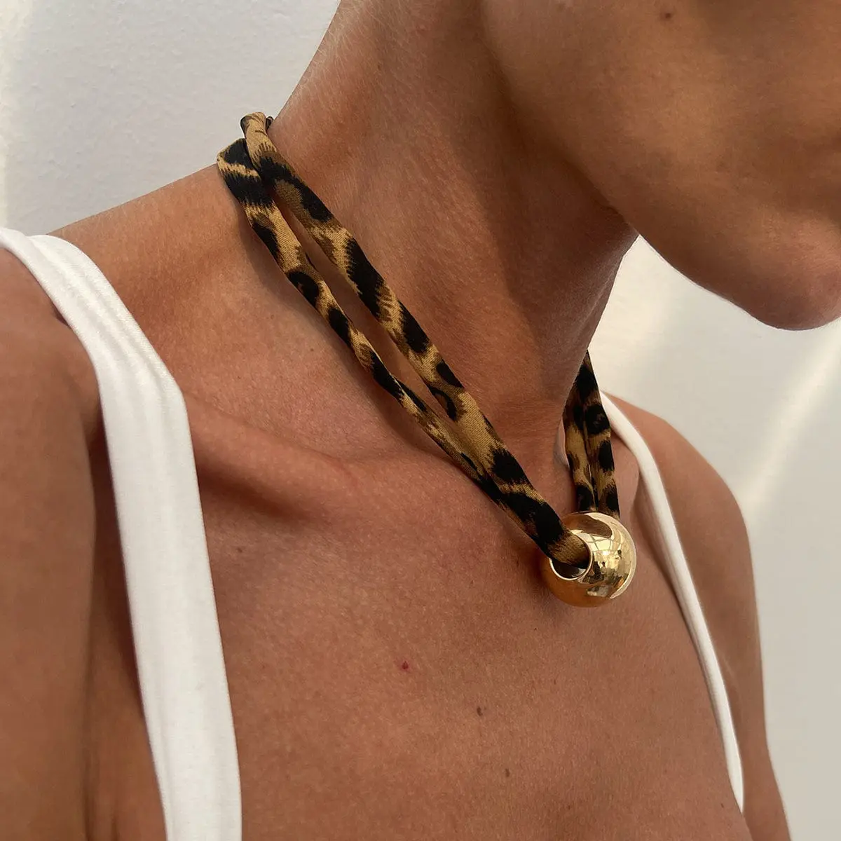 Vintage Ball Charm Leopard Choker Necklace - ArtGalleryZen