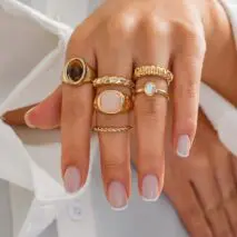 Vintage Gold Plated Crystal Inlaid Twisted Ring Set - ArtGalleryZen
