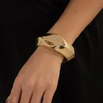 Vintage Gold Silver Plated Irregular Polygon Bangle Bracelet - ArtGalleryZen