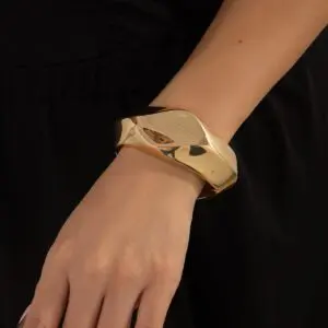 Vintage Gold Silver Plated Irregular Polygon Bangle Bracelet - ArtGalleryZen