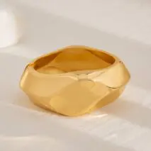 Vintage Gold Silver Plated Irregular Polygon Bangle Bracelet - ArtGalleryZen