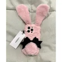 Y2K Bowknot Pink Bunny Plush iPhone Case - ArtGalleryZen