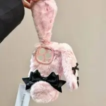 Y2K Bowknot Pink Bunny Plush iPhone Case - ArtGalleryZen