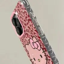 Y2K Leopard Hello Kitty Rhinestone Magnetic Stand iPhone Case - ArtGalleryZen