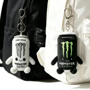 Cute Monster Energy Drink Can Plush Keychain