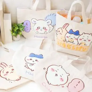 Cute Chiikawa Plush Embroidered Canvas Tote Bag