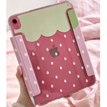 Cute Strawberry Polka Dot Magnetic iPad Case - Image 3