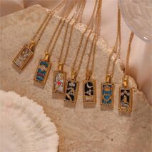 18K Gold Plated Stainless Steel Tarot Card Necklace - ArtGalleryZen