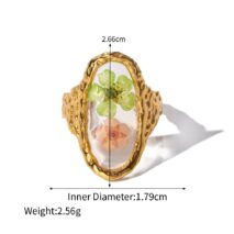 18K Gold Real Dried Flower Ring - ArtGalleryZen