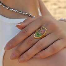 18K Gold Real Dried Flower Ring - ArtGalleryZen