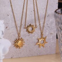 24K Gold Filled Stainless Steel Sun Necklace - ArtGalleryZen