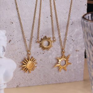 24K Gold Filled Stainless Steel Sun Necklace - ArtGalleryZen