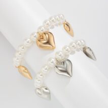 2 Pcs Heart Charm Pearl Chain Anklet Set - ArtGalleryZen