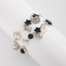 2 Pcs Strawberry Heart Letter Charm Pearl Star Chain Bracelet Set - ArtGalleryZen