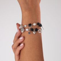 2 Pcs Strawberry Heart Letter Charm Pearl Star Chain Bracelet Set - ArtGalleryZen