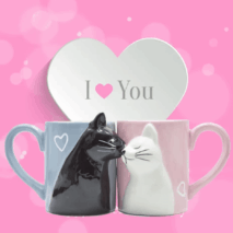 3D Kissing Cat Couple Ceramic Mug Set - ArtGalleryZen