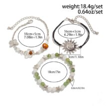 3 Pcs Boho Sun Mushroom Butterfly Charm Glass Beaded Bracelet Set - ArtGalleryZen