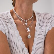3 Pcs Toggle Clasp Irregular Pearl Shell Pendant Rope Chain Necklace Set - ArtGalleryZen
