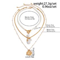 3 Pcs Toggle Clasp Irregular Pearl Shell Pendant Rope Chain Necklace Set - ArtGalleryZen