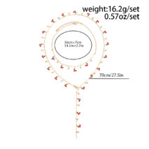 Trendy 2pcs Enamel Cherry Rhinestone Charm Y Necklace Set - Image 9