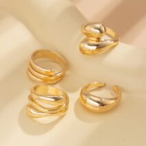 4 Pcs Chunky Abstract Waterdrop Ring Set - ArtGalleryZen