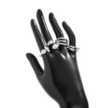 4 Pcs Gold Silver Tone Asymmetric Hollow Pattern Open Ring Set - ArtGalleryZen