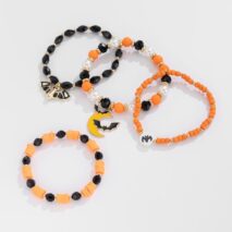 4Pcs Halloween Bat Moon Charm Crystal Pearl Beaded Bracelet Set - ArtGalleryZen