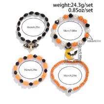 4Pcs Halloween Bat Moon Charm Crystal Pearl Beaded Bracelet Set - ArtGalleryZen