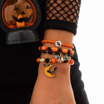 4Pcs Halloween Bat Moon Charm Crystal Pearl Beaded Bracelet Set - ArtGalleryZen