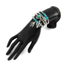 4 Pcs Hippie Turquoise Inlaid Eagle Cactus Charm Ball chain Bracelet Set - ArtGalleryZen