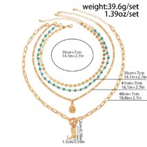 4 Pcs Toggle Clasp Boot Cowboy Hat Pendant Turquoise Chain Necklace - ArtGalleryZen