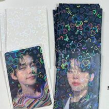 50Pcs/Pack Glitter Laser Heart Kpop Photocard Sleeves - ArtGalleryZen