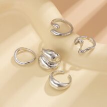 5 Pcs Abstract Irregular Waterdrop Ring Set - ArtGalleryZen