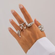 5 Pcs Abstract Irregular Waterdrop Ring Set - ArtGalleryZen