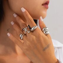 5 Pcs Abstract Irregular Waterdrop Ring Set - ArtGalleryZen
