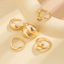 5 Pcs Abstract Irregular Waterdrop Ring Set - ArtGalleryZen