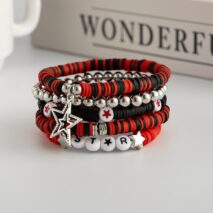 5 Piece Polymer Clay Beaded Bracelet Set Star Letter Charm Gift - ArtGalleryZen