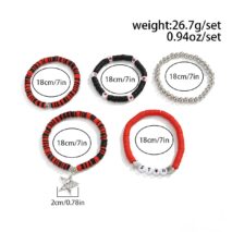 5 Piece Polymer Clay Beaded Bracelet Set Star Letter Charm Gift - ArtGalleryZen