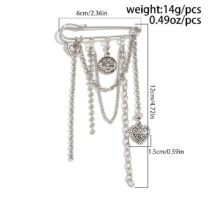 Stylish Carved Round Disk Heart Tassel Trouser Pin - Image 10