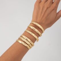 6 Pcs Classic Gold Silver Plated Glossy Bangle Bracelet Set - ArtGalleryZen