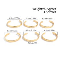 6 Pcs Classic Gold Silver Plated Glossy Bangle Bracelet Set - ArtGalleryZen