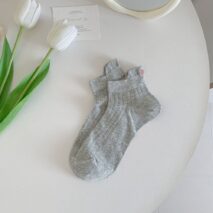 6 Pieces Solid Color Bow Socks - ArtGalleryZen