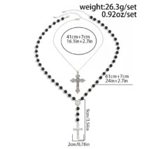 Gothic 2pcs Floral Cross Pendant Ball Chain Necklace Set - Image 10