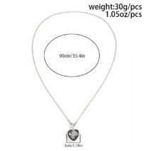 Trendy Toggle Clasp Rhinestone Heart Pendant Long Chain Necklace - Image 10