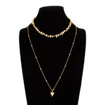 Minimalist 2pcs Heart Pendant Irregular Beaded Chain Necklace Set - Image 6