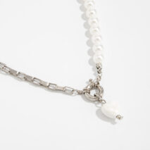 Elegant Heart Ceramics Pendant Pearl Chain Necklace - Image 8