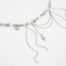 Chic Rhinestone Heart Pendant Pearl Irregular Beaded Chain Tassel Necklace - Image 8