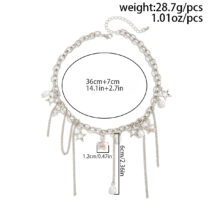 Star Pearl Pendant Tassel Necklace - Cable Chain Choker Jewelry - Image 10