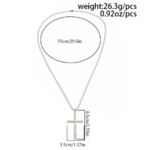 Minimalist Cross Pendant Ball Chain Necklace - Long Silver Chain Jewelry - Image 10
